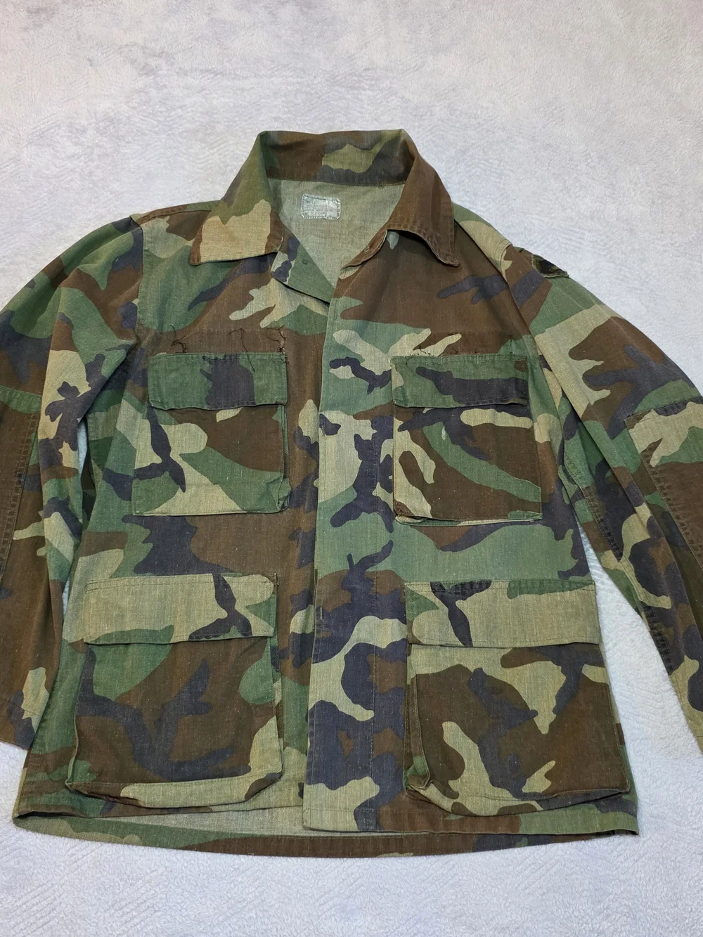 US Military Woodland Camo BDU Combat Coat Small Short